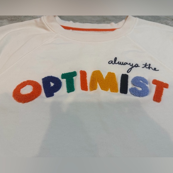 Lou & Grey Always The Optimist Cream Graphic Sweatshirt Women Small Cozy Lounge - Picture 2 of 10